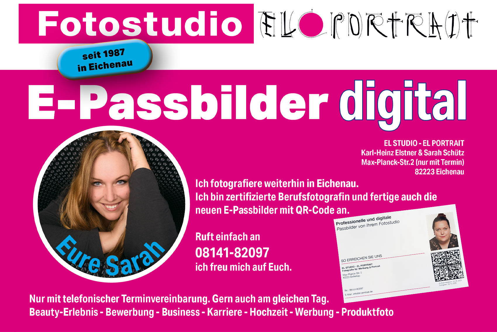 digitale E-Passbilder für Personalausweis und Reisepass von EL PORTRAIT und EL STUDIO aus Eichenau