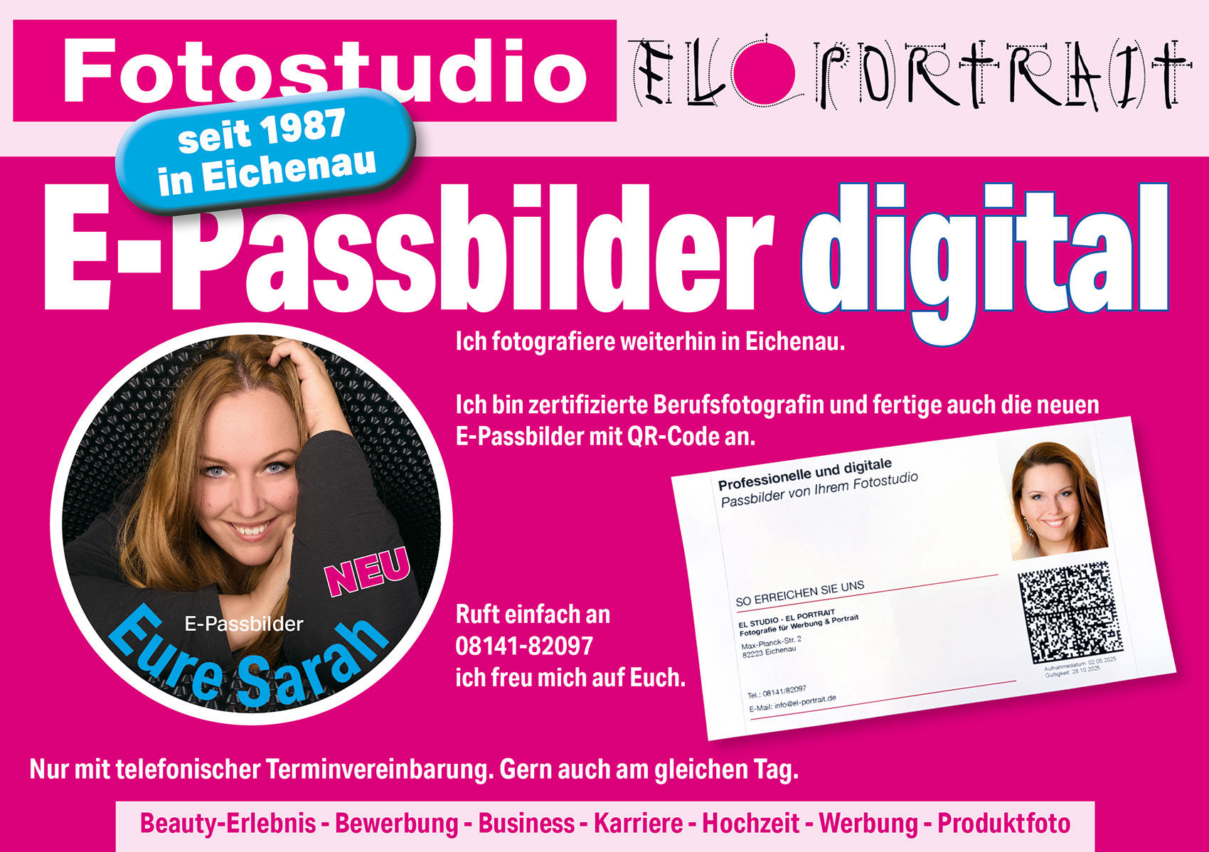digitale E-Passbilder für Personalausweis und Reisepass von EL PORTRAIT und EL STUDIO aus Eichenau
