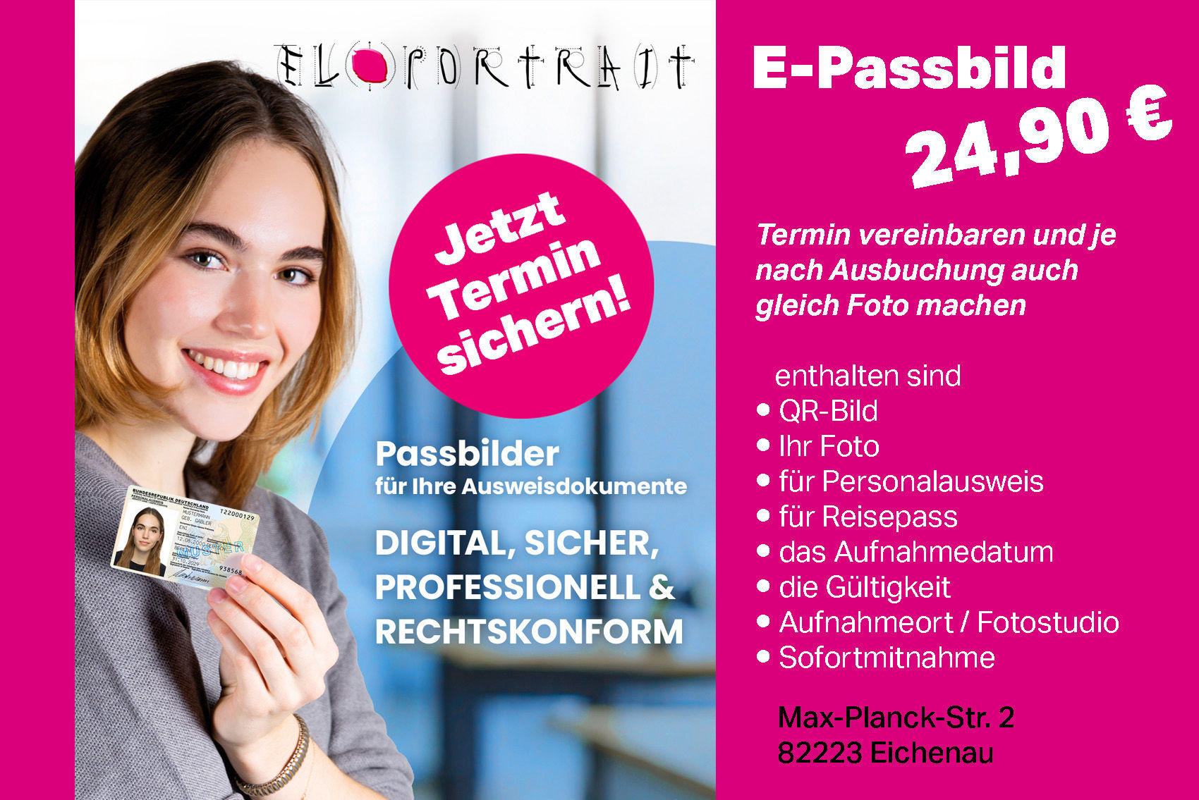 digitale E-Passbilder für Personalausweis und Reisepass von EL PORTRAIT und EL STUDIO aus Eichenau